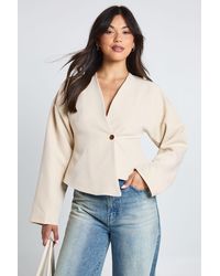 Boohoo - Button Long Sleeve Wrap Top - Lyst