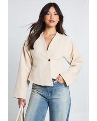 Boohoo - Button Long Sleeve Wrap Top - Lyst