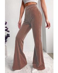 Azura Exchange - Solid Color High Waist Flare Corduroy Pants - Lyst