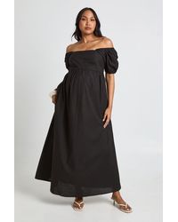 Boohoo - Maternity Linen Puff Sleeve Shirred Maxi Dress - Lyst