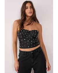 Nasty Gal - Satin Diamante Seam Detail Corset Top - Lyst
