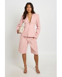 Boohoo - Linen Look Tailored Bermuda Shorts - Lyst