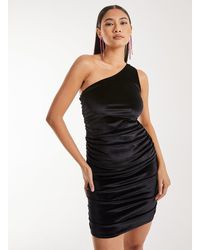 Pink Vanilla - One Shoulder Ruched Velvet Dress - Lyst