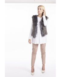 Jayley - Faux Suede & Knitted Fur Gilet - Lyst