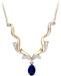 DIAMANT L'ÉTERNEL - 9ct Geelgouden Ketting Met Diamanten En Saffier - Lyst