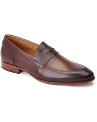 Base London - Bruno Leather Burnt Loafers - Lyst
