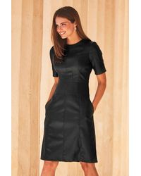 Sosandar - Leather Look Panelled Shift Dress - Lyst