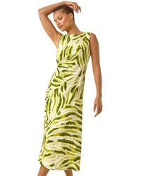 Roman - Abstract Side Pleat Midi Dress - Lyst
