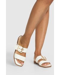 Boohoo - Oversized Buckle Crossover Sandals - Lyst