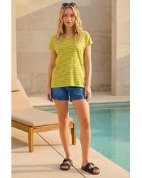 Roman - Stripe Print V-Neck Stretch Tee - Lyst