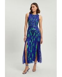 Karen Millen - Embellished Geo Halter Woven Maxi Dress - Lyst