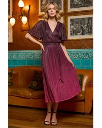 Roman - Ombre Shimmer Plisse Midi Dress - Lyst