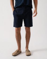 BOSS - Waffle Cotton Blend Waffle Structure Pyjama Shorts With Embroidered Logo - Lyst