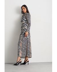 Warehouse - Zebra Printed Satin Panelled Maxi Dress - Lyst