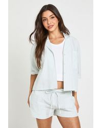 Boohoo - Stripe Short Sleeve Shirt & Co-Ord - Lyst