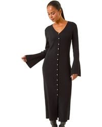 Roman - Petite Knitted Button Detail Midi Dress - Lyst
