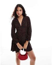 Vila - Smock Buttondown Floral Mini Dress - Lyst