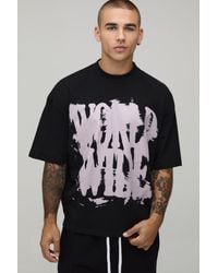 BoohooMAN - Oversized Boxy Graffiti Print T-Shirt Cotton - Lyst