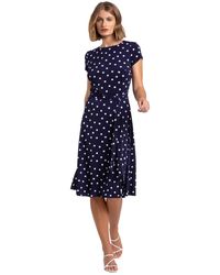 Roman - Spot Print Jersey Stretch Dress - Lyst