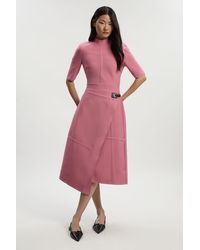 Karen Millen - Petite Figure Form Bandage Asymmetric Knit Midi Dress - Lyst
