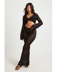 Boohoo - Beach Crochet Knitted Maxi Skirt - Lyst