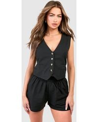 Boohoo - Linen Look Waistcoat & Relaxed Fit Shorts - Lyst