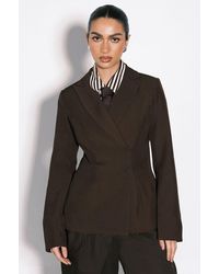 Boohoo - Wrap Asymmetric Blazer - Lyst