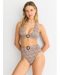 Gini London - Animal High Waisted Bottoms With Ring Belt - Lyst