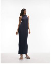 TOPSHOP - Knitted Halter Neck Ribbed Midi Dress - Lyst
