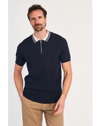 Kensington Eastside - Dark Cotton Short Sleeve 1/4 Zip Polo Shirt - Lyst