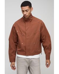 BoohooMAN - Oversized Boxy Twill Funnel Neck Cagoule Jacket - Lyst