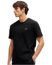 BOSS - Waffle Cotton-Blend Pyjama T-Shirt With Embroidered Logo - Lyst