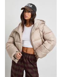 Boohoo - Petite Hooded Padded Puffer Jacket - Lyst
