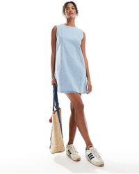 ASOS - Denim Seamed Shift Dress - Lyst