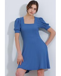 Bigdart - Strukturiertes Mini-Strickkleid Mit Quadratischem Kragen - Lyst