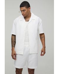 BoohooMAN - Oversized Shirt And Relaxed Mid Length Short Pleated Set - Lyst