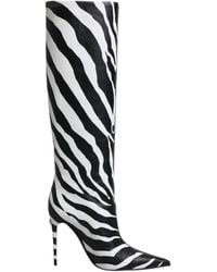 Dolce & Gabbana - Zebra Print Kneehigh Boots - Lyst
