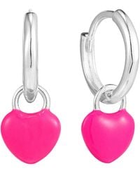 SEOL + GOLD - Sterling Heart Charm Enamel Hoops - Lyst