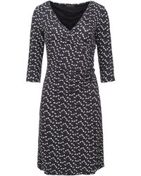 Conquista - Print Faux Wrap Wool Dress - Lyst