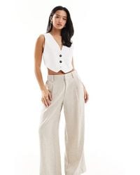 ASOS - Design Wide Leg Dad Trouser With Linen - Lyst