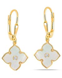 Bibei - Earrings With Plating, Clover Design, Mother-Of-Pearl And Cubic Zirconia Bipe080 - Lyst