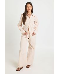 Boohoo - Cotton Poplin Stripe Wide Leg Trousers - Lyst