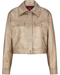 HUGO - Akula Solid Patterned Trucker Jacket With Flap Pocket - Lyst