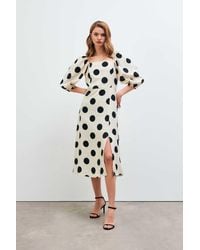 GUSTO - Polka Dot Square Collar Dress - Lyst