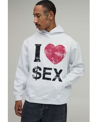 BoohooMAN - Ash Oversized Slogan Print Hoodie Cotton - Lyst