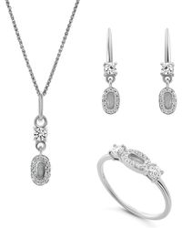 Orphelia - 'lily' Dames 925 Sterling Zilver Set: Ketting + Oorbellen + Ring - Lyst