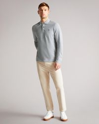 Ted Baker - Fulhumm Long-Sleeved Polo Shirt, Cotton - Lyst