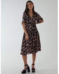 Blue Vanilla - V-Neck Angel Sleeve Midi Dress - Lyst