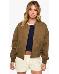 Boohoo - Collarless Bomber Jacket - Lyst