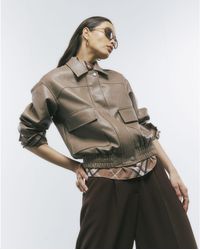 River Island - Bomber Jacket Textured Faux Leather - Lyst